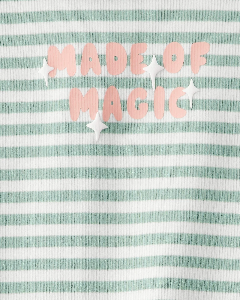 Toddler Girl 'Made of Magic' Striped Long-Sleeve Top - Green