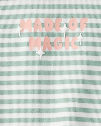 Toddler Girl 'Made of Magic' Striped Long-Sleeve Top - Green