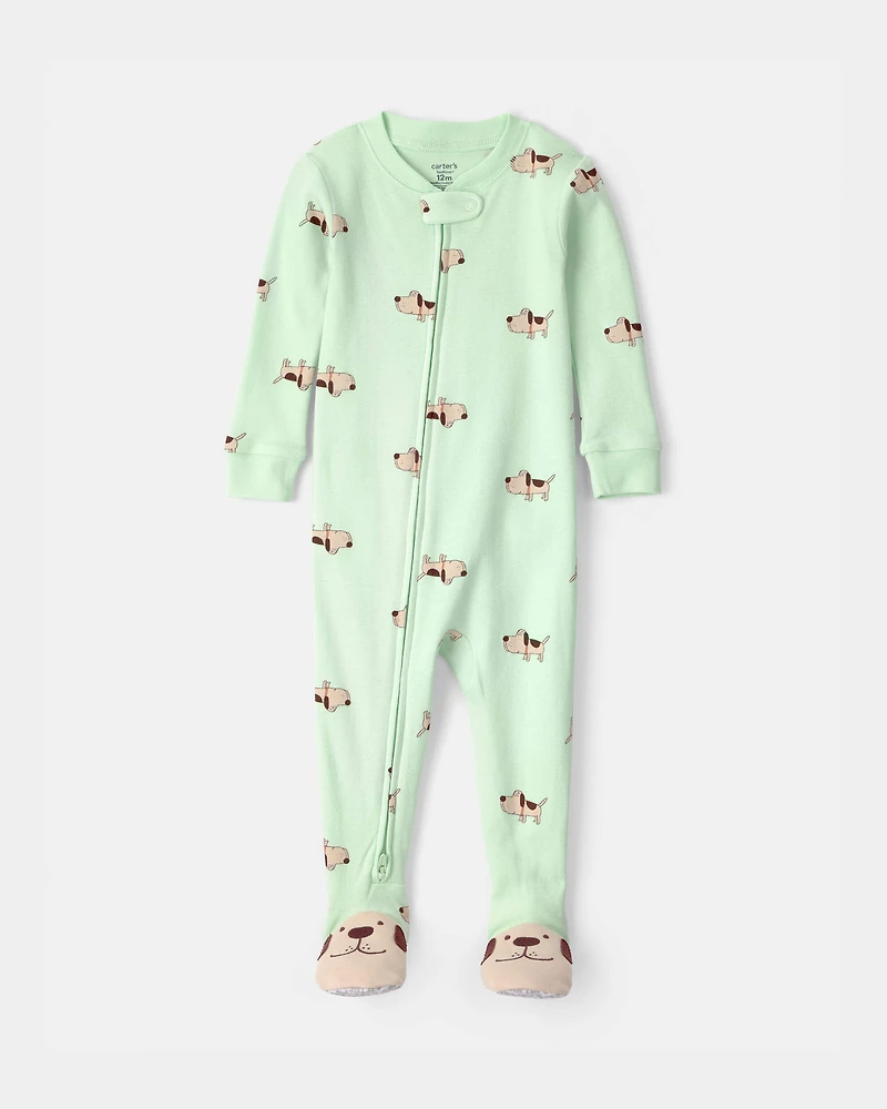 Toddler Dog 100% Cotton Snug Fit 1-Piece pyjama - Green