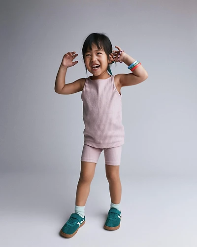 Toddler Girl Ribbed Playtime Tank - Rose