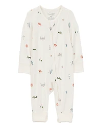 Baby Girl Camp Print Zip-Up PurelySoft Sleeper