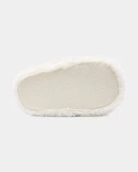 Girls Fuzzy Bow Slippers - Cream/Pink
