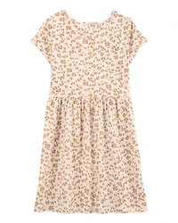 Girls Cheetah Animal Print Short-Sleeve Dress