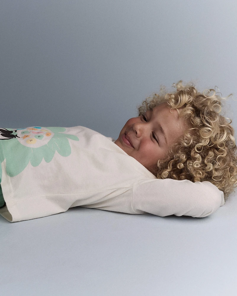 Toddler Mind Character Long-Sleeve Relaxed Graphic Tee - Cream