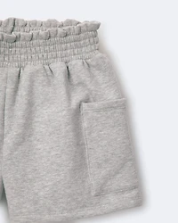 Toddler Girl Fleece Swing Shorts with Pockets – Heathered Grey