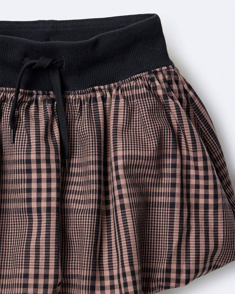 Toddler Girl Bubble Skirt Plaid - Tan