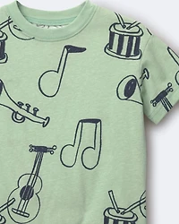 Toddler Relaxed Graphic Tee Music Print - Green
