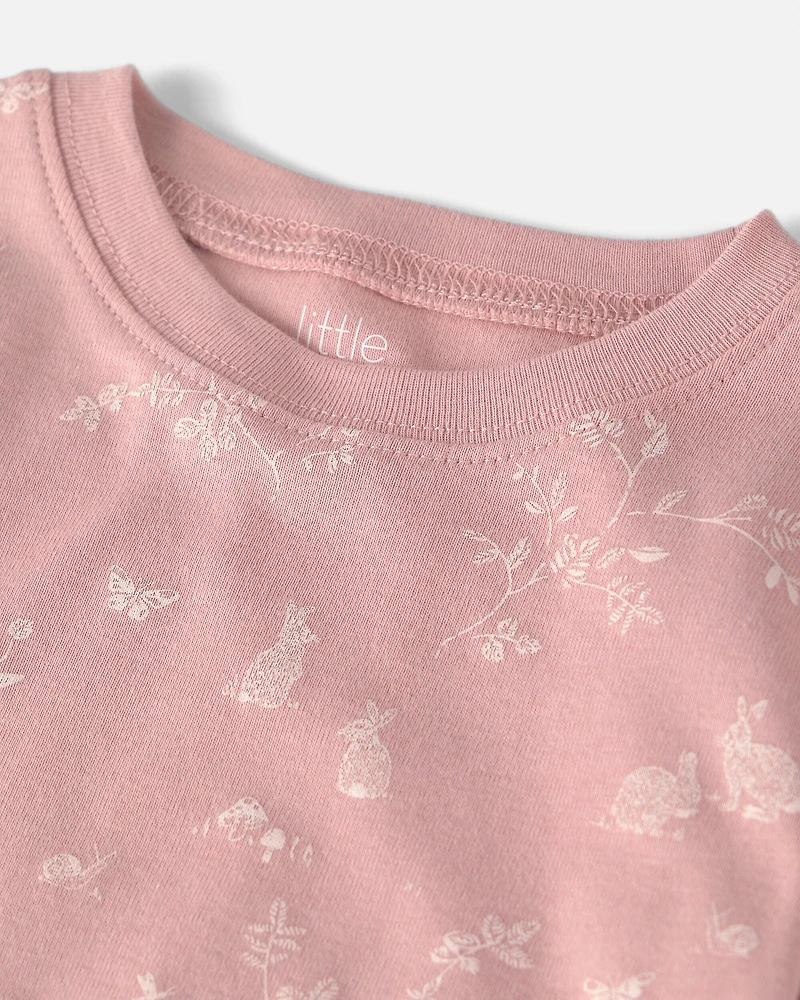 Toddler Girl 2-Piece Organic Cotton Pyjama Pink Bunnies Print