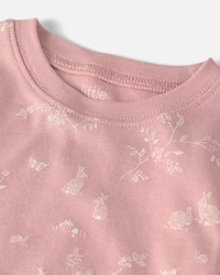 Toddler Girl 2-Piece Organic Cotton Pyjama Pink Bunnies Print