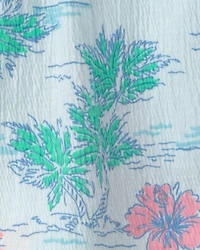 Girls Palm Floral Gauze Shorts - Blue