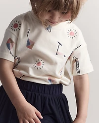 Toddler Short-Sleeve Relaxed Graphic Tee Park Day Print - Cream