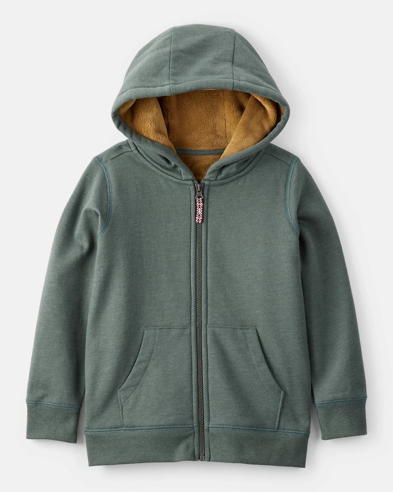 Boys Long-Sleeve Hooded Zip-Up Jacket - Green