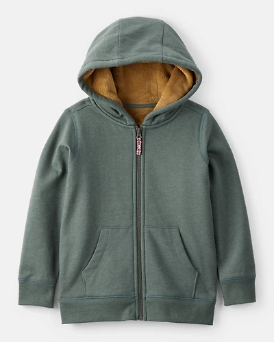 Boys Long-Sleeve Hooded Zip-Up Jacket - Green