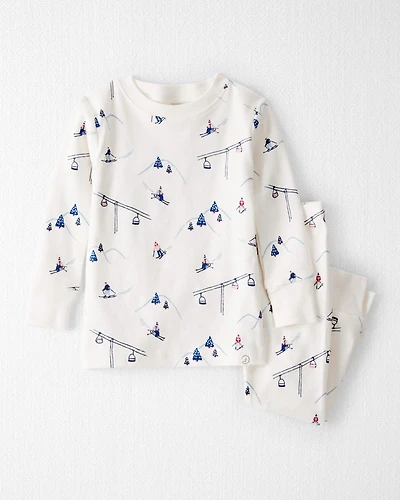 Baby Organic Cotton Pyjamas Snowy Slopes Print