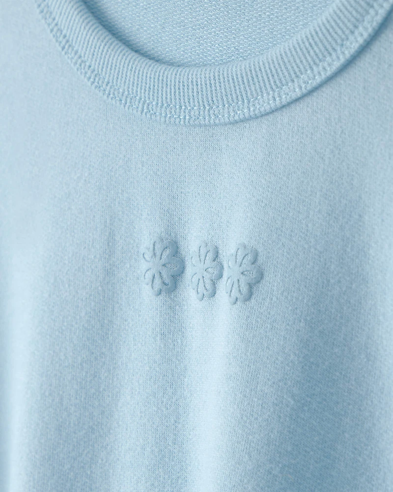 Toddler Girl Flowers French Terry Pullover Sweatshirt - Blue