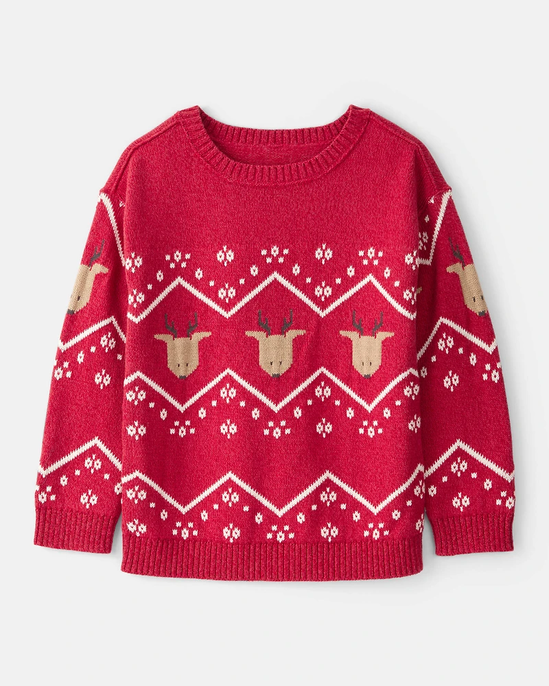 Boys Red Holiday Reindeer Sweater