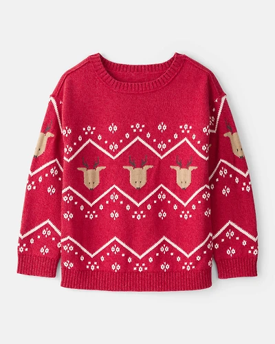 Boys Red Holiday Reindeer Sweater