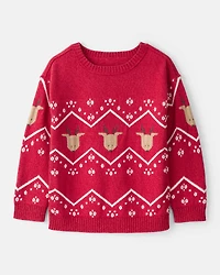 Boys Red Holiday Reindeer Sweater