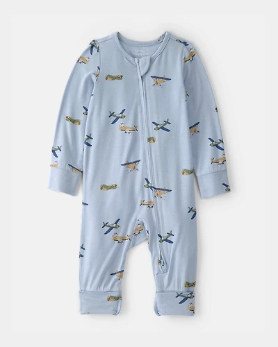 Baby Boy Plane 2-Way Zip PurelySoft Sleeper - Blue