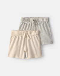 Baby 2-Pack Shorts - Ivory/Grey