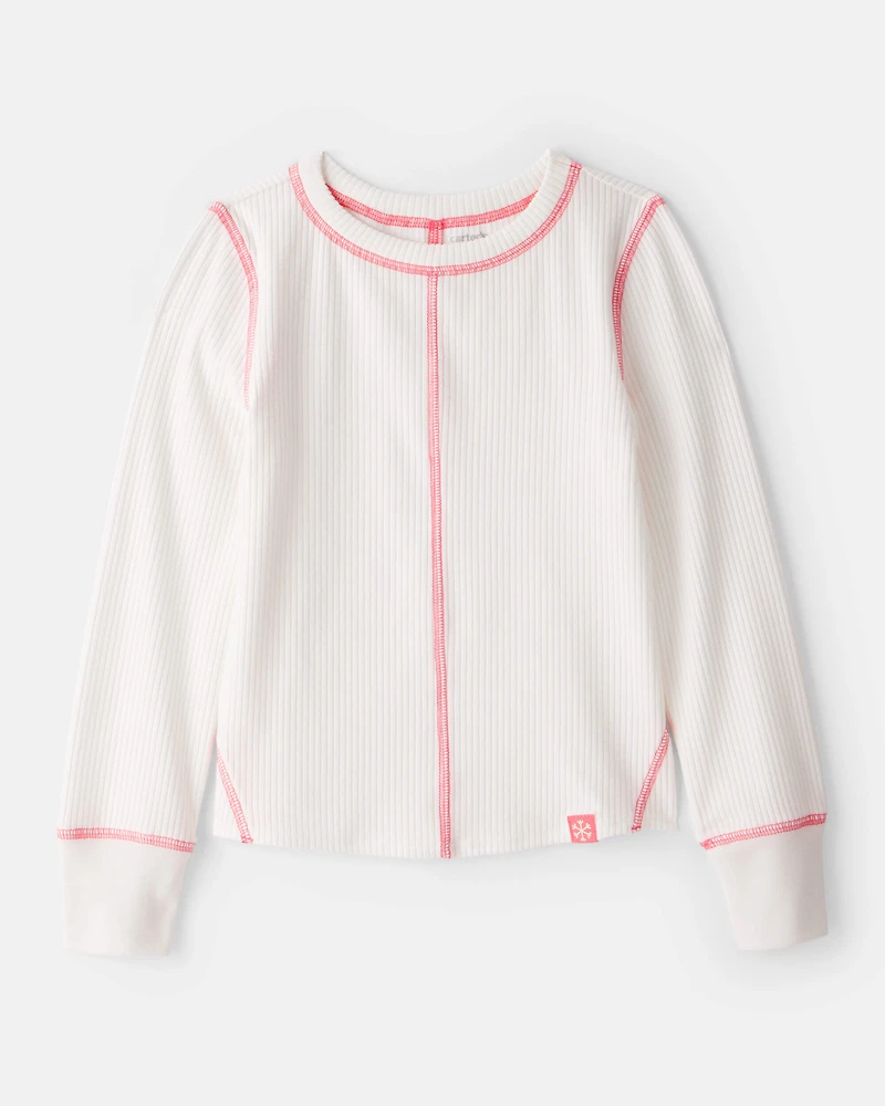 Girls Active Rib Long-Sleeve Top - Cream