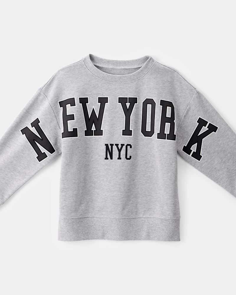 Boys NYC French Terry Pullover Sweatshirt - Grey
