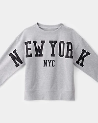 Boys NYC French Terry Pullover Sweatshirt - Grey