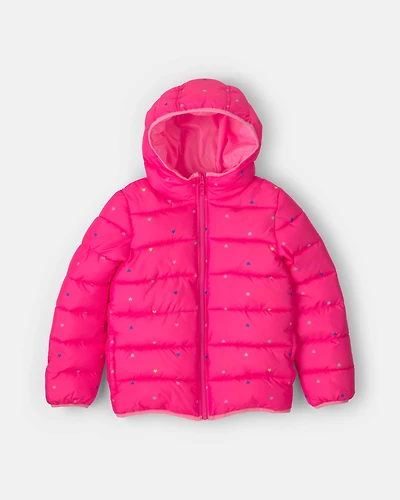 Girls Midweight Packable Puffer- Pink