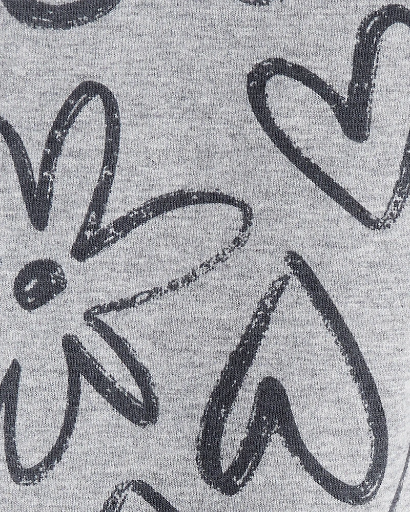 Toddler Girl Heart Pull-On Flare Stretch Rib Leggings - Grey