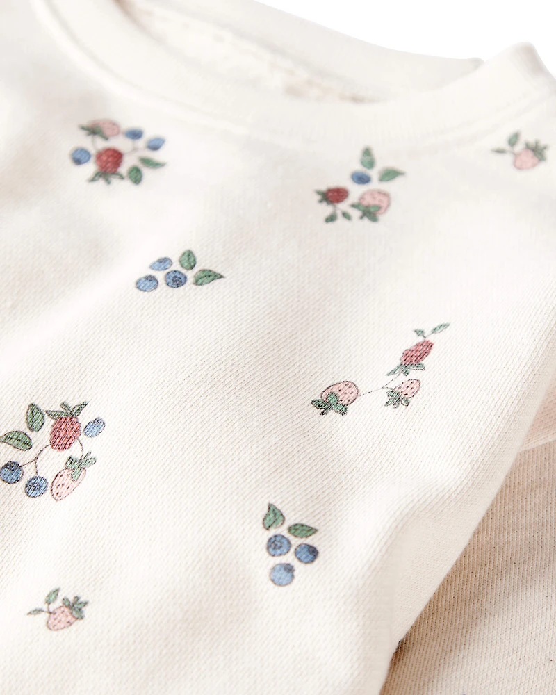 Girls Organic Cotton French Terry Sweatshirt Berry Blossom Print
