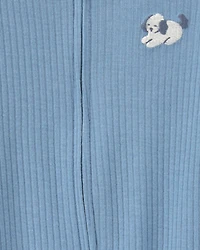 Baby Puppy Cotton 2-Way Zip Sleeper - Blue