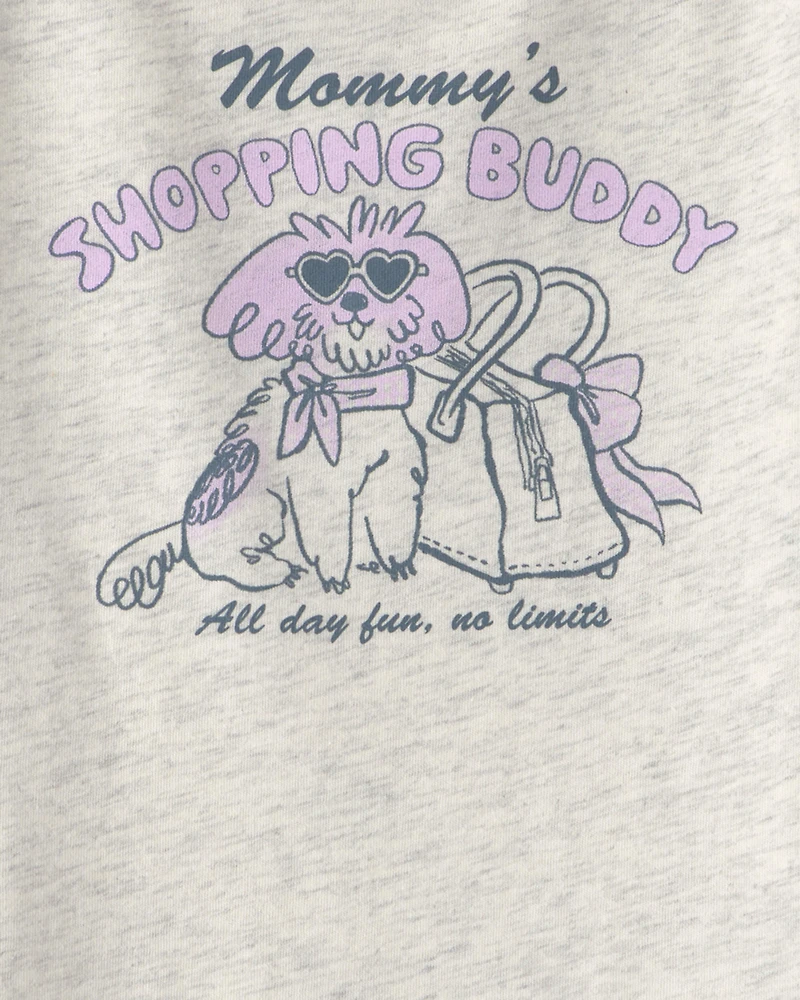 Toddler Girl 'Mommy's Shopping Buddy' Graphic Tee - Grey