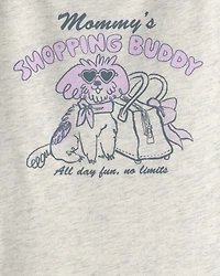 Toddler Girl 'Mommy's Shopping Buddy' Graphic Tee - Grey