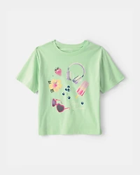 Girls 'Beach Season' Summer Graphic Tee - Green