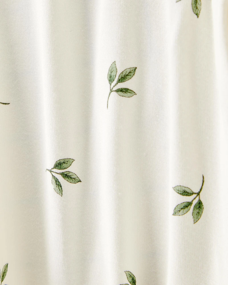 Baby Leaf Print 2-Way Zip PurelySoft Sleeper Pyjamas - Ivory