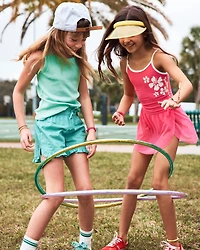 Girls 2-Piece Swimsuit and Cover Up Skirt Set - Pink