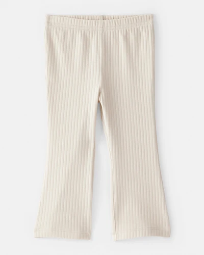 Baby Girl Rib Pull-On Stretch Flare Leggings - Cream