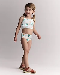 Toddler Girl Tankini Floral Print - Light Green