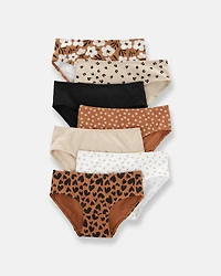 Toddler Girl 7-Pack Leopard Print Hipster Underwear - White/Pink/Brown/Black