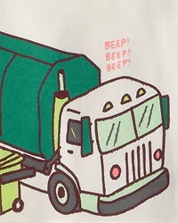 Baby Boy Trash Truck 100% Cotton Short-Sleeve Snug Fit 4-Piece Pyjama Set - Grey