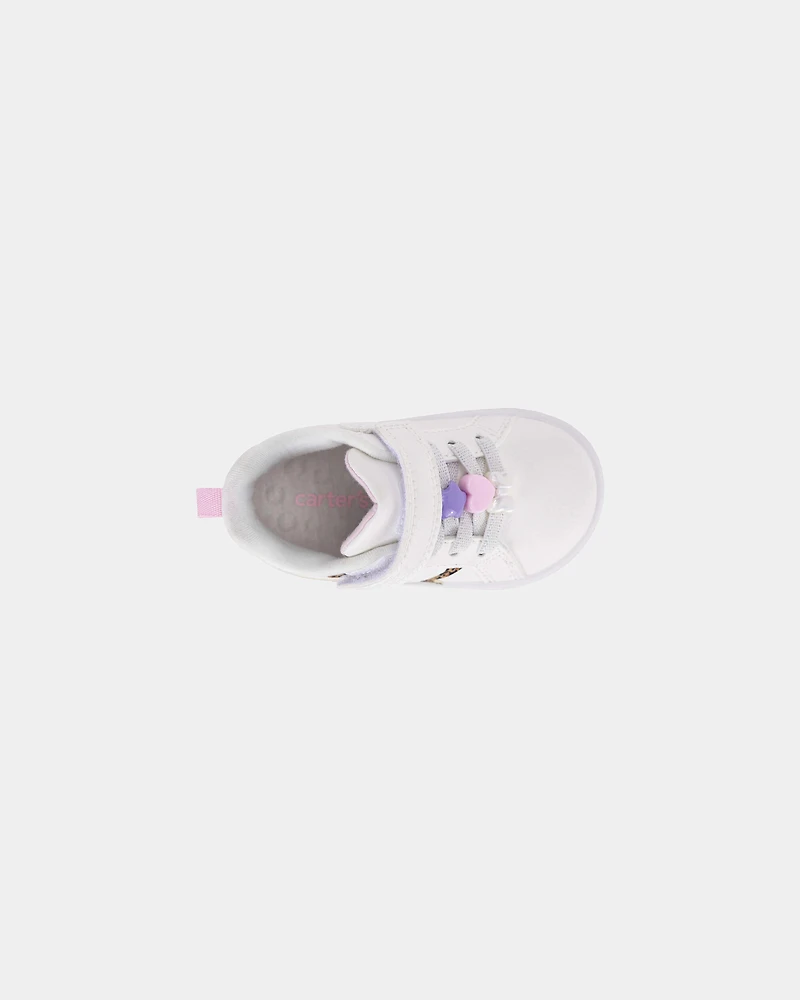 Baby Girl Every Step® First Walker Leopard Charm Sneakers - White