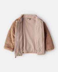 Baby Boy Sherpa Zip-Up Jacket - Brown