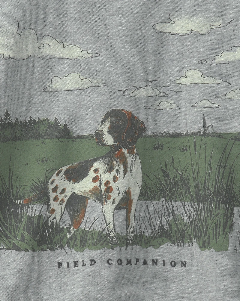 Boys Dog French Terry Pullover Sweatshirt - Grey