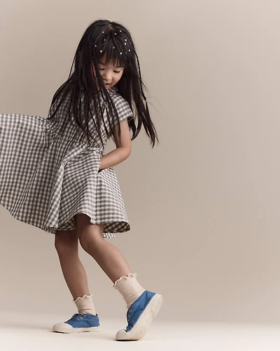 Toddler Girl Avenue Twirl™ Gingham Scalloped Dress - Grey