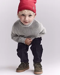 Toddler Striped Pullover Sweater - Black/White