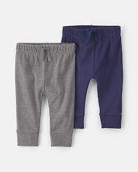 Baby Boy 2-Pack Cotton Pull-On Pants - Navy /Grey