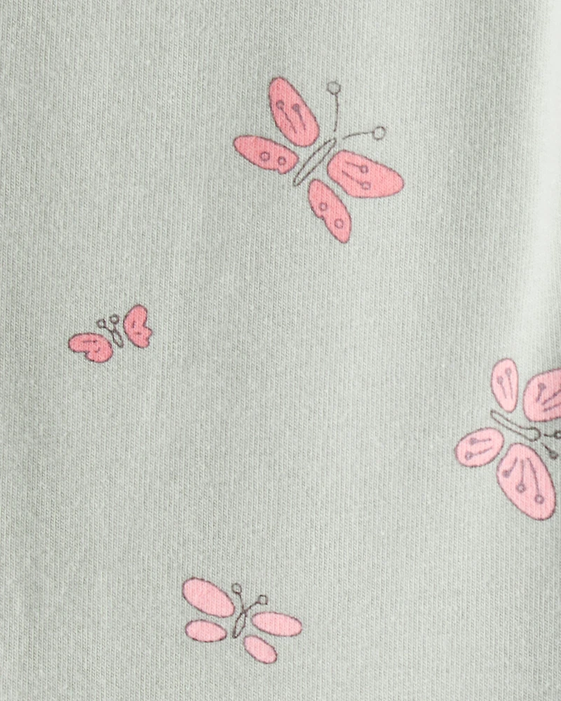 Baby Girl Butterfly Flare Pull-On Stretch Leggings - Green