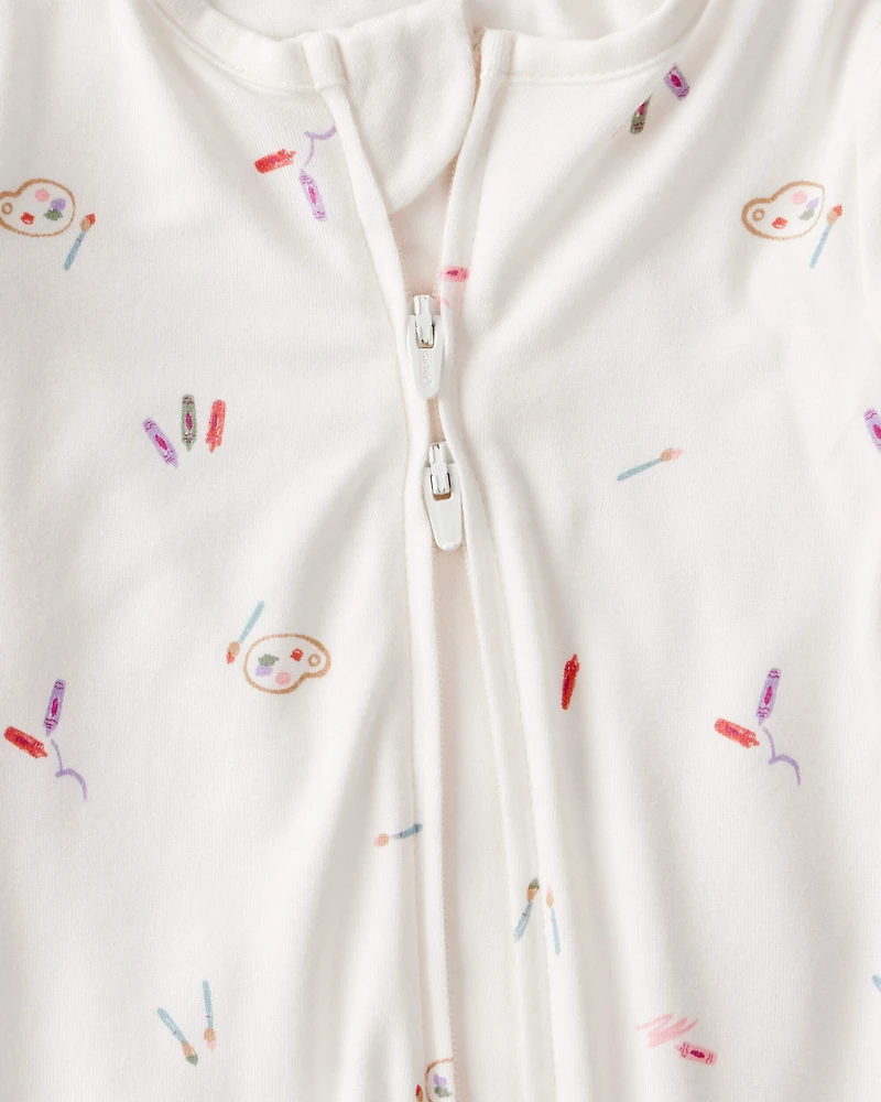 Baby Girl Art Print PurelySoft Sleeper- White