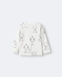 Toddler Travel Squish Character Long-Sleeve Graphic Tee - Cream