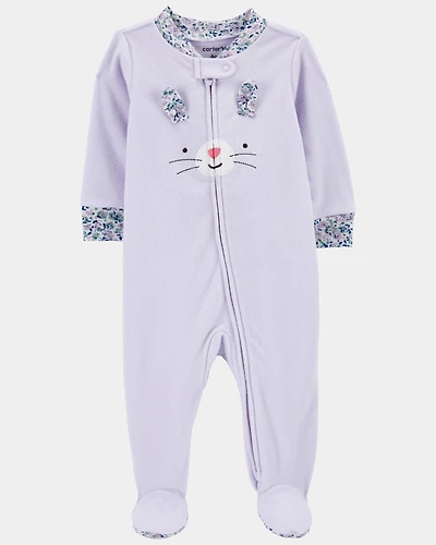 Baby Girl Bunny Loose Fit Long-Sleeve Sleeper - Purple
